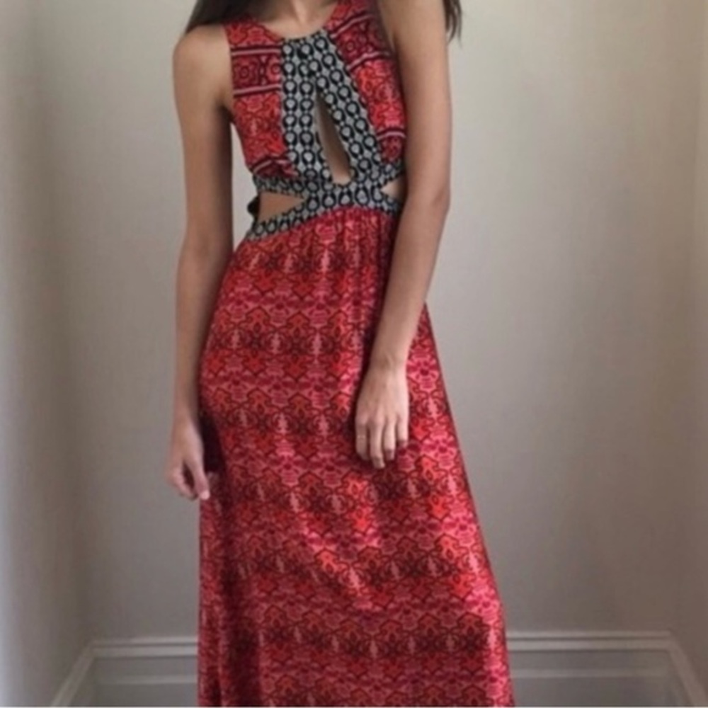MinkPink Boho Print Side Cutouts Maxi